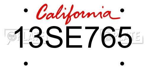 13SE765 California License Plate