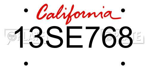 13SE768 California License Plate