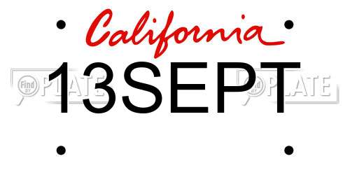 13SEPT California License Plate