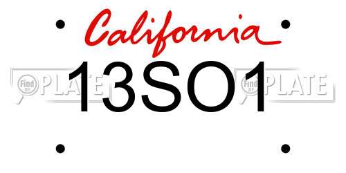 13SO1 California License Plate