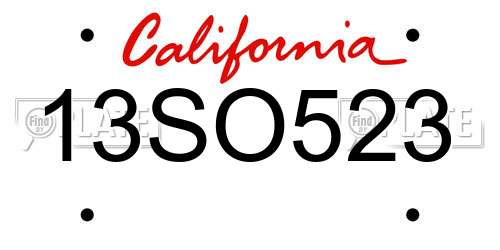 13SO523 California License Plate