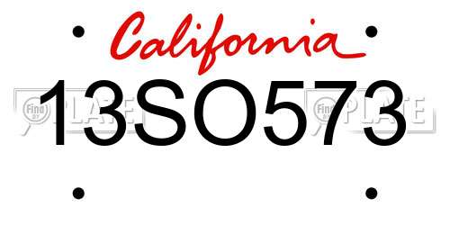 13SO573 California License Plate