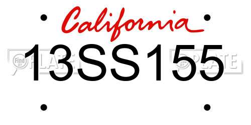 13SS155 California License Plate
