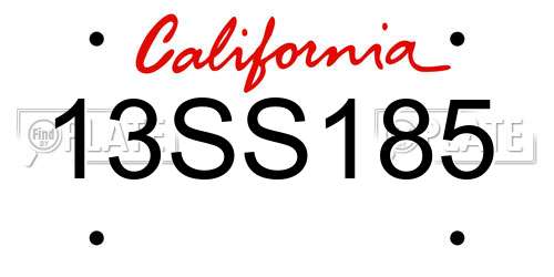 13SS185 California License Plate