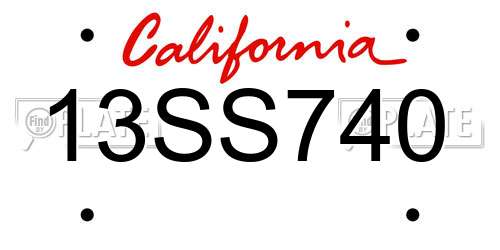 13SS740 California License Plate