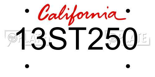 13ST250 California License Plate