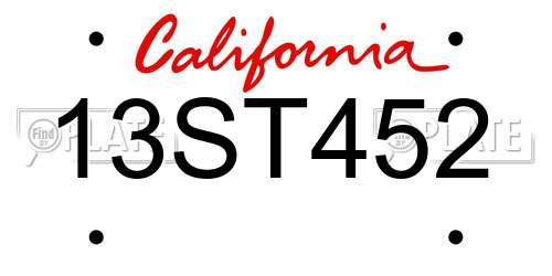 13ST452 California License Plate
