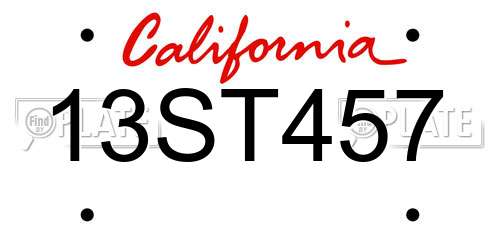 13ST457 California License Plate