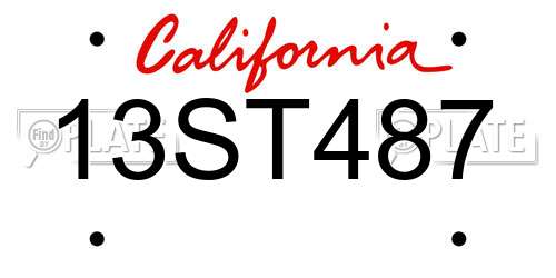 13ST487 California License Plate
