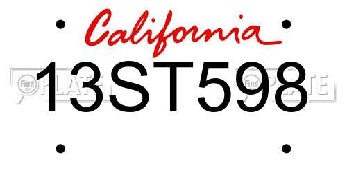 13ST598 California License Plate