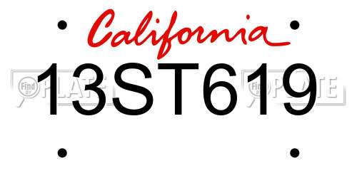 13ST619 California License Plate