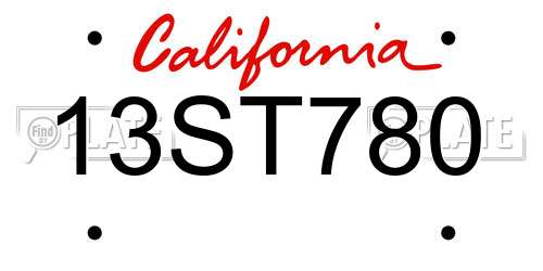 13ST780 California License Plate