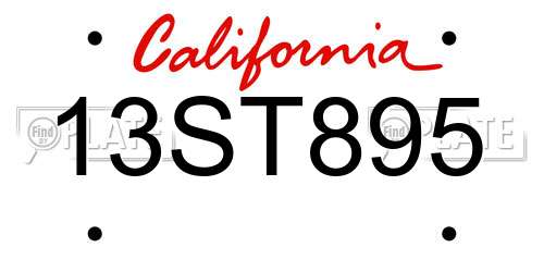 13ST895 California License Plate