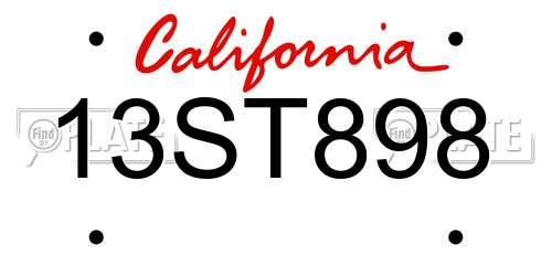 13ST898 California License Plate
