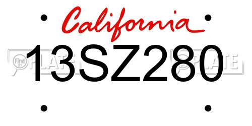 13SZ280 California License Plate