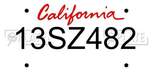 13SZ482 California License Plate