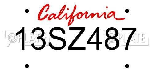 13SZ487 California License Plate