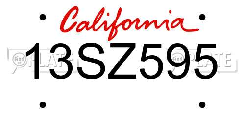 13SZ595 California License Plate