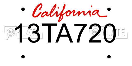 13TA720 California License Plate