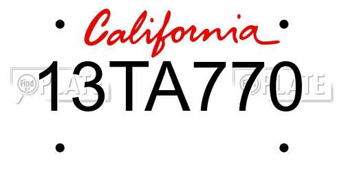 13TA770 California License Plate