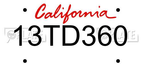 13TD360 California License Plate