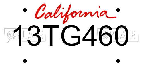 13TG460 California License Plate