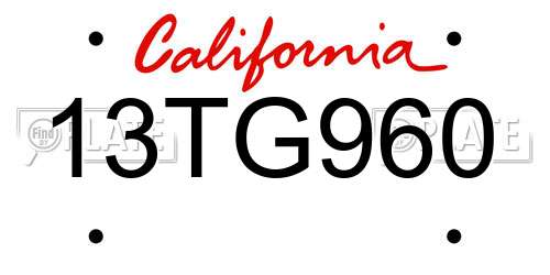 13TG960 California License Plate