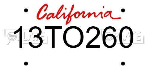 13TO260 California License Plate