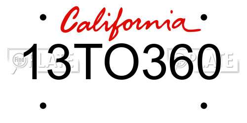13TO360 California License Plate