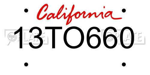 13TO660 California License Plate