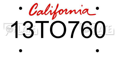 13TO760 California License Plate