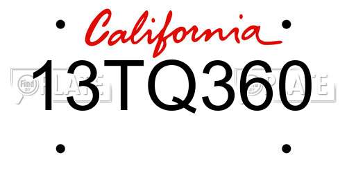 13TQ360 California License Plate
