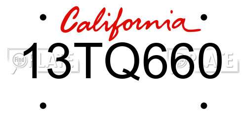 13TQ660 California License Plate