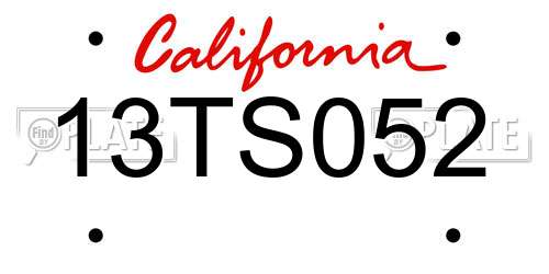 13TS052 California License Plate