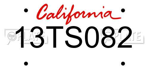 13TS082 California License Plate