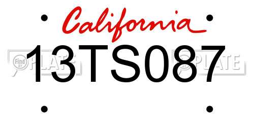 13TS087 California License Plate