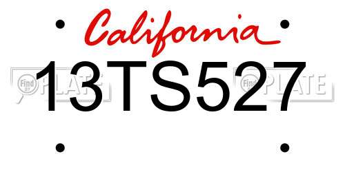 13TS527 California License Plate