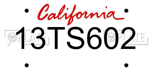13TS602 California License Plate
