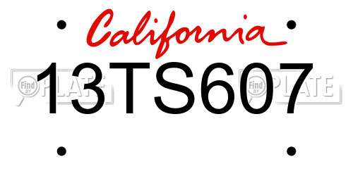 13TS607 California License Plate