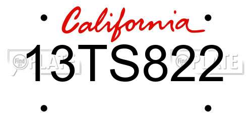13TS822 California License Plate
