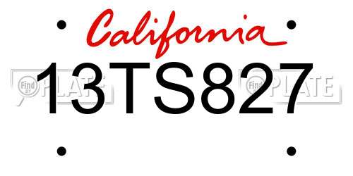 13TS827 California License Plate