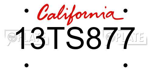 13TS877 California License Plate