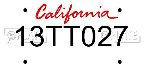 13TT027 California License Plate