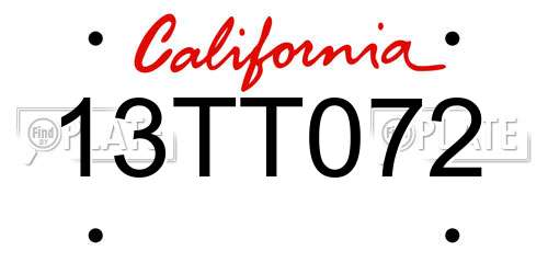 13TT072 California License Plate