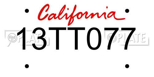 13TT077 California License Plate