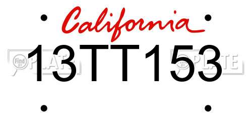 13TT153 California License Plate