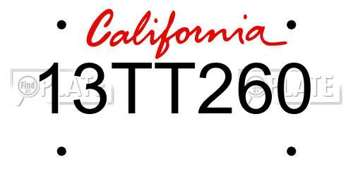13TT260 California License Plate