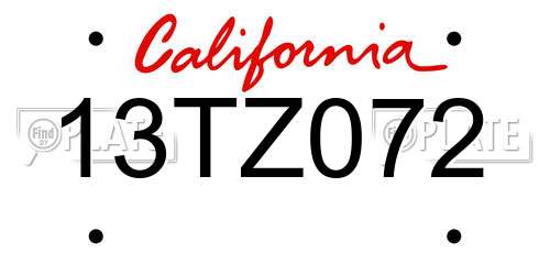 13TZ072 California License Plate