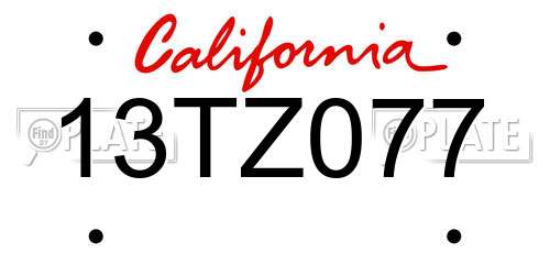 13TZ077 California License Plate