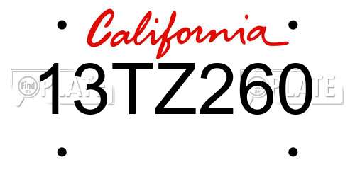 13TZ260 California License Plate